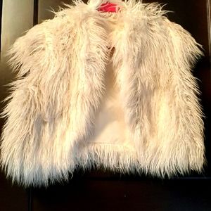 White furry short jacket